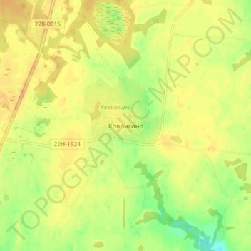 Топографическая карта Ковригино, высота, рельеф