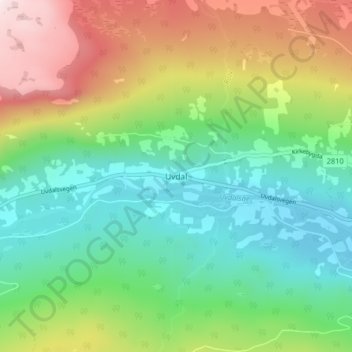 Топографическая карта Uvdal, высота, рельеф