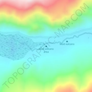 Топографическая карта Mud volcano area, высота, рельеф