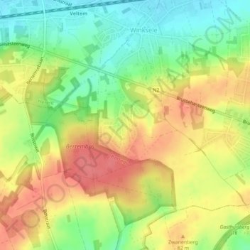 Топографическая карта Schoonzicht, высота, рельеф