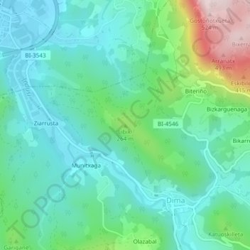 Топографическая карта Libiki, высота, рельеф