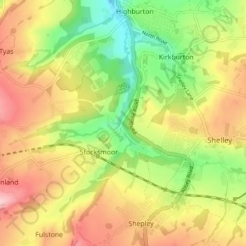 Топографическая карта Thunderbridge, высота, рельеф