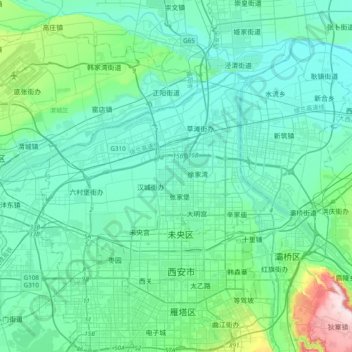 Топографическая карта 西安市, высота, рельеф