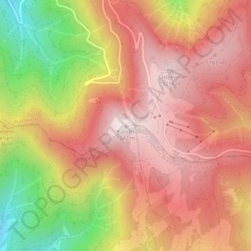 Топографическая карта Kandel, высота, рельеф