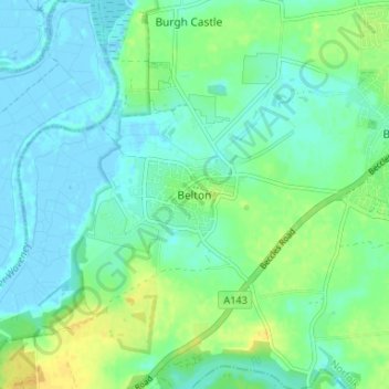 Топографическая карта Belton, высота, рельеф