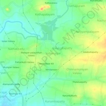 Топографическая карта Indranagar, высота, рельеф