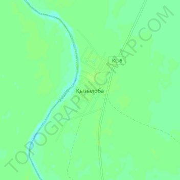 Топографическая карта Кызылоба, высота, рельеф