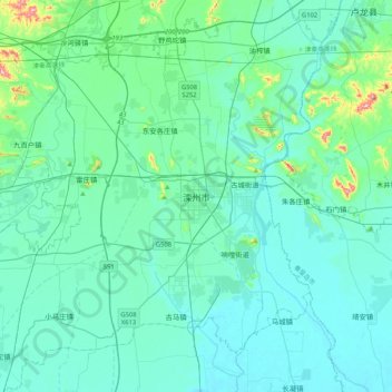 Топографическая карта 滦州市, высота, рельеф