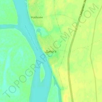 Топографическая карта Даерга, высота, рельеф