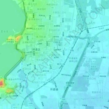 Топографическая карта 迎宾路社区, высота, рельеф
