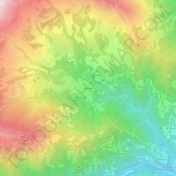 Топографическая карта Tornetti, высота, рельеф