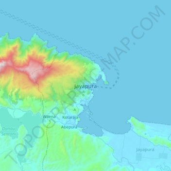 Топографическая карта Jayapura, высота, рельеф