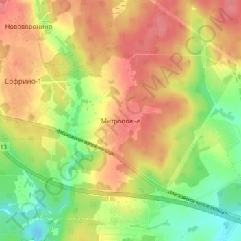 Топографическая карта Митрополье, высота, рельеф