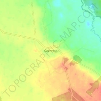 Топографическая карта Савинки, высота, рельеф