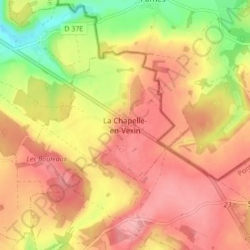 Топографическая карта La Chapelle-en-Vexin, высота, рельеф