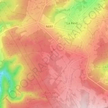 Топографическая карта Hauts Marais, высота, рельеф