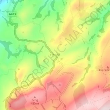 Топографическая карта Dolfor, высота, рельеф