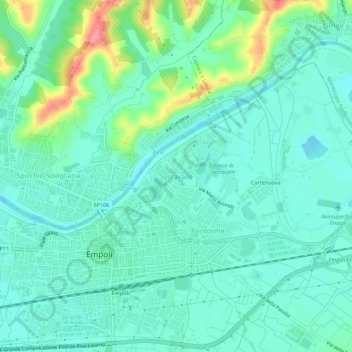 Топографическая карта Serravalle, высота, рельеф