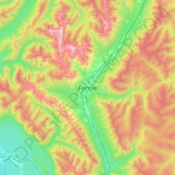 Топографическая карта Fernie, высота, рельеф