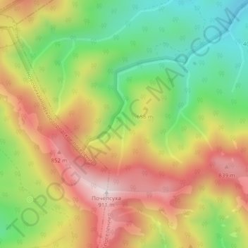Топографическая карта Почепсуха, высота, рельеф