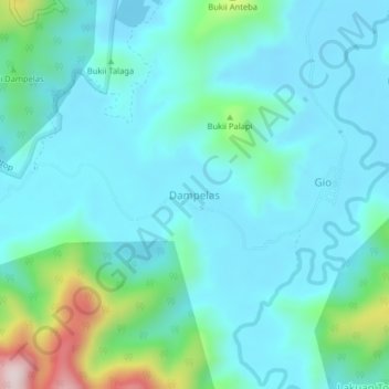 Топографическая карта Dampelas, высота, рельеф