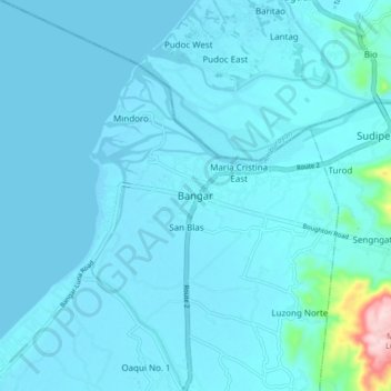 Топографическая карта Bangar, высота, рельеф