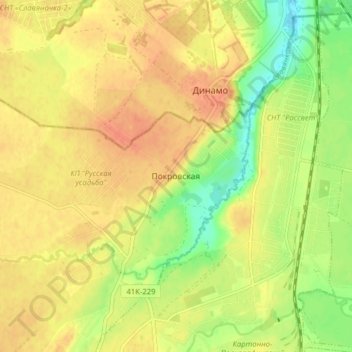 Топографическая карта Покровская, высота, рельеф
