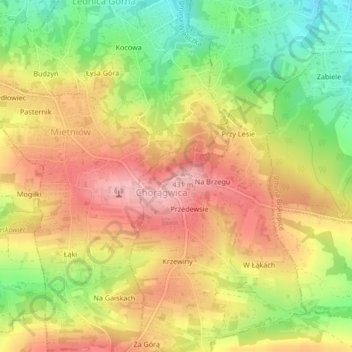 Топографическая карта 966, высота, рельеф
