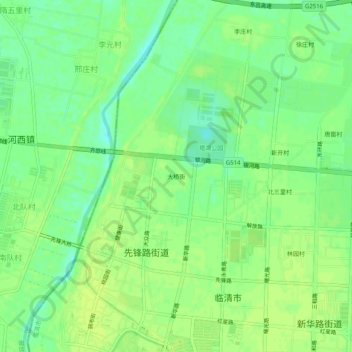 Топографическая карта Daqiaojie, высота, рельеф