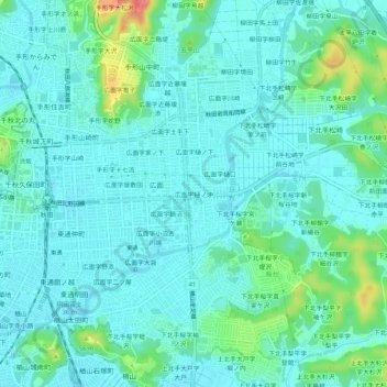 Топографическая карта 広面字樋ノ沖, высота, рельеф
