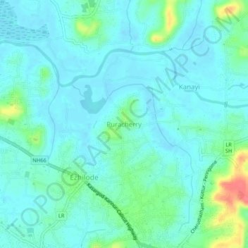 Топографическая карта Puracherry, высота, рельеф