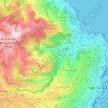 Топографическая карта Beau Fraisier, высота, рельеф