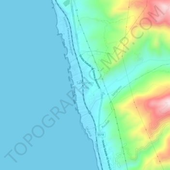 Топографическая карта Sangineto Lido, высота, рельеф