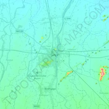 Топографическая карта Гая, высота, рельеф
