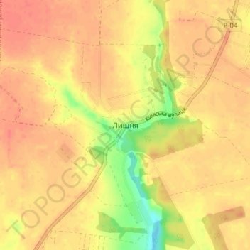 Топографическая карта Лишня, высота, рельеф