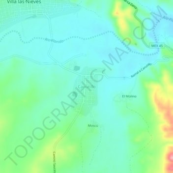 Топографическая карта Canutillo, высота, рельеф