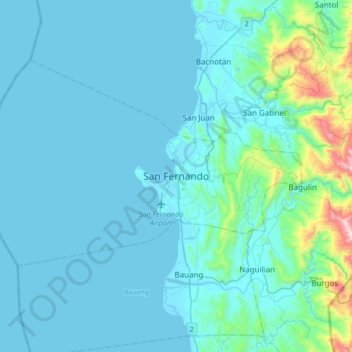 Топографическая карта San Fernando, высота, рельеф