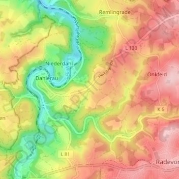Топографическая карта Herkingrade, высота, рельеф