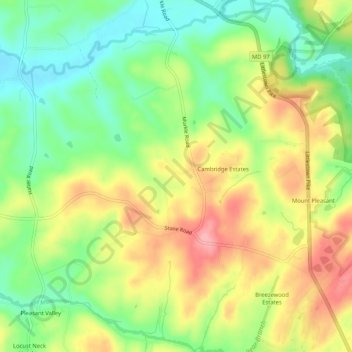 Топографическая карта Linden Estates, высота, рельеф