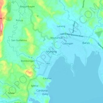 Топографическая карта Morong, высота, рельеф