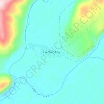 Топографическая карта Сыстыг-Хем, высота, рельеф
