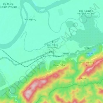 Топографическая карта Lido, высота, рельеф
