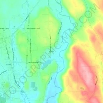 Топографическая карта Hyland, высота, рельеф
