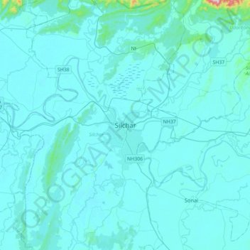 Топографическая карта Silchar, высота, рельеф