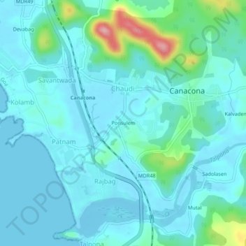 Топографическая карта Ponsulem, высота, рельеф