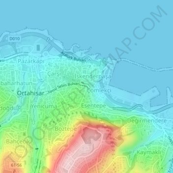 Топографическая карта Taksim, высота, рельеф