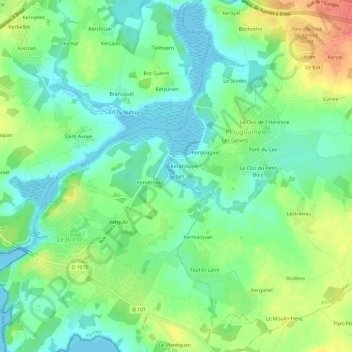 Топографическая карта Ty Len, высота, рельеф