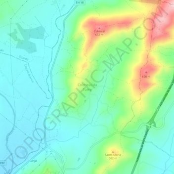 Топографическая карта Colmeal da Torre, высота, рельеф