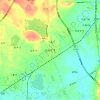 Топографическая карта 湖光农场, высота, рельеф