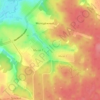 Топографическая карта Мыза, высота, рельеф